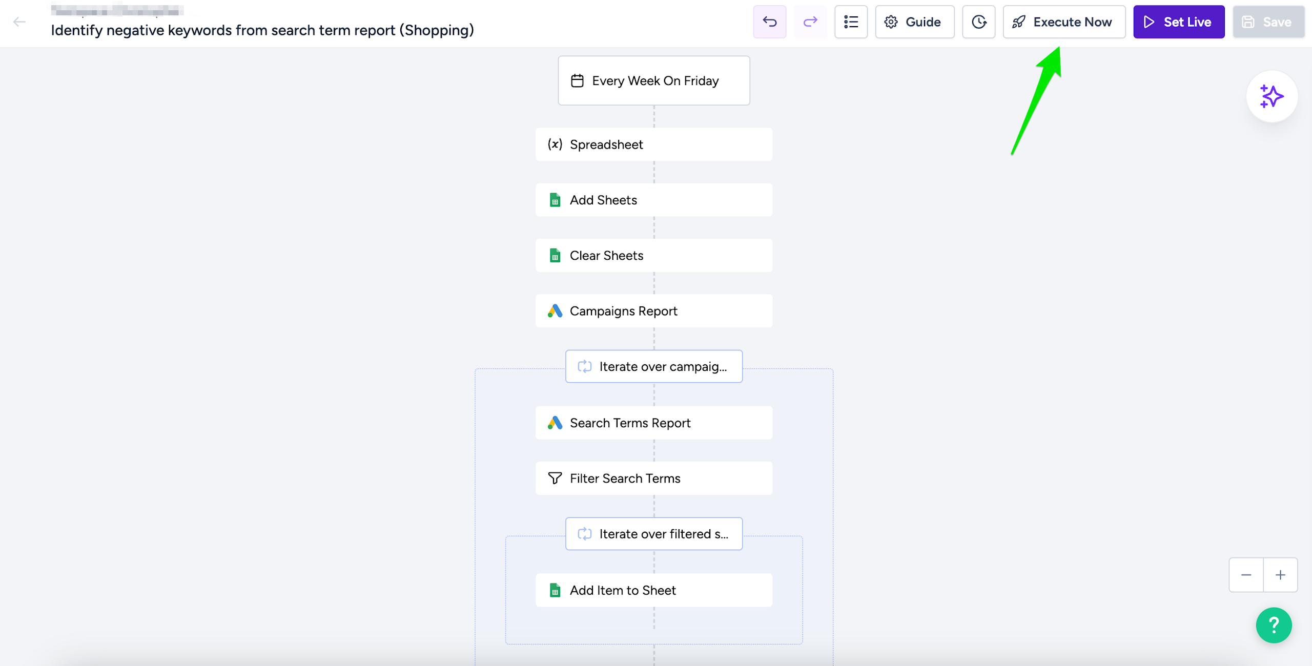 Exec App Execute Now Button